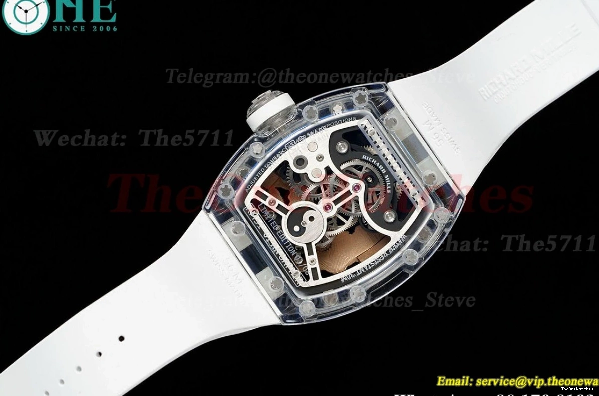 on Dragon Rubber Strap Tourb RM51 RMF Tiger Dial White 0116